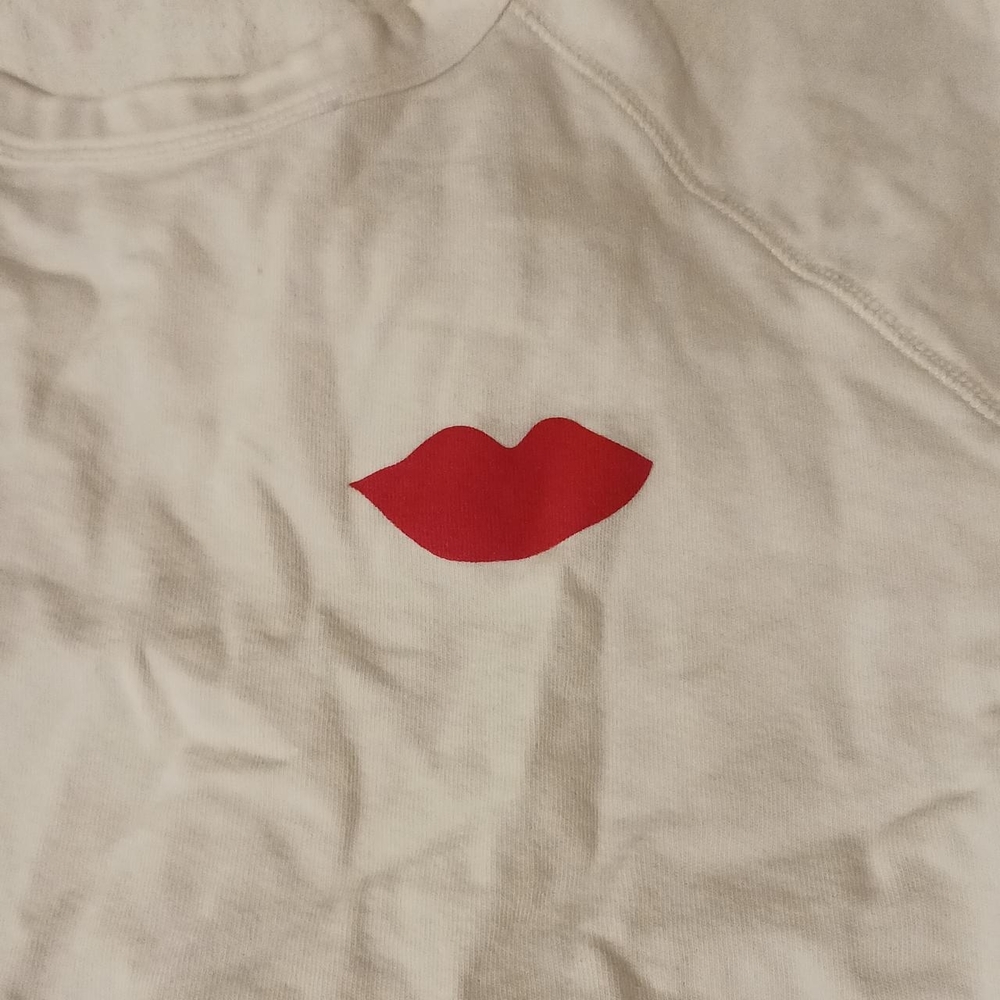 Clare V Short Sleeve Sweatshirt with Contrast Sleeves - Picture 4 of 5